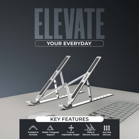 Intex Laptop Stand |  7 Adjustable Height Levels  (Metal & Silicone)